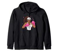 Women Black African American Fight Breast Cancer Pink Ribbon Sweat à Capuche