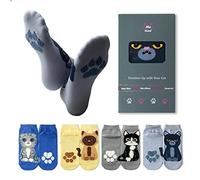 Women Black Cat Socks for Cat Lovers, Fun Cotton Ankle Socks with Cute Kitty Patterns, Great Gift to Emotion Therapy and Pressure Release