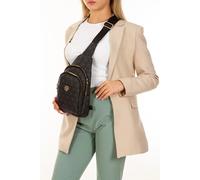 Women Black Leather Monogram Crossbody Belt Chest Shoulder Bag