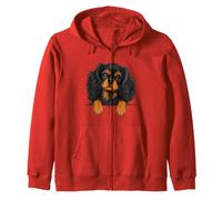 Women Black Tan Peeking Pocket Cavalier King Charles Spaniel Sweat à Capuche