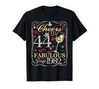 Women Cheers to 44 Fabulous Since 1982 44th Birthday Queen T-Shirt