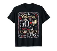 Women Cheers to 50 Fabulous Since 1976 50th Birthday Queen T-Shirt