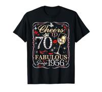Women Cheers to 70 Fabulous Since 1956 70th Birthday Queen T-Shirt