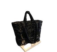 Women Down Padding Tote Bag Solid Color Checkered Quilted Handbag Large Capacity Casual Autumn Winter Female