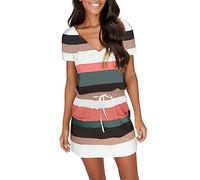 Women' Dress with Front Tie with V-Neck Spaghetti Strap Vest, Open Back Flowing Length, Soft, Comfortable, Two Pockets on The Hem, What Do You Want to Put in? Weekend(Army Green,L)