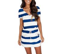 Women' Dress with Front Tie with V-Neck Spaghetti Strap Vest, Open Back Flowing Length, Soft, Comfortable, Two Pockets on The Hem, What Do You Want to Put in? Weekend(Navy,XXL)