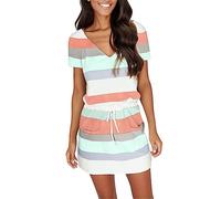 Women' Dress with Front Tie with V-Neck Spaghetti Strap Vest, Open Back Flowing Length, Soft, Comfortable, Two Pockets on The Hem, What Do You Want to Put in? Weekend(Mint Green,S)