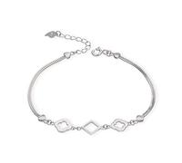 Women Girls 925, But Elegant, Lucky Four-Leaf Bangle, Adjustable Hand Link, Chains Extension