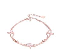 Women Girls 925, But Elegant, Lucky Four-Leaf Bangle, Adjustable Hand Link, Chains Extension