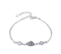 Women Girls 925, But Elegant, Lucky Four-Leaf Bangle, Adjustable Hand Link, Chains Extension