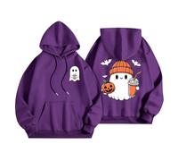 Women Halloween Hoodie Pumpkin Witch Print Sweatshirt Baggy Pullover Tops Graphic Tops Fashion Clothes Halloween Costume Festival Shirts F-01 (Purple, XXXXXL)