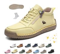 Women Handmade Ankle Boots, vogldeck - Waterproof & Comfortable Orthopedic Outdoor Beck Shoes Lightweight Non-Slip Slip-on Casual Hiking Walking Barefoot Sneakers(Yellow,39 EU)