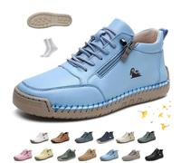 Women Handmade Ankle Boots, vogldeck - Waterproof & Comfortable Orthopedic Outdoor Beck Shoes Lightweight Non-Slip Slip-on Casual Hiking Walking Barefoot Sneakers(Blue,39 EU)