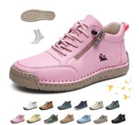 Women Handmade Ankle Boots, vogldeck - Waterproof & Comfortable Orthopedic Outdoor Beck Shoes Lightweight Non-Slip Slip-on Casual Hiking Walking Barefoot Sneakers(Pink,36 EU)