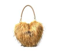 Women Heart-Shaped Faux Fur Top-Handle Handbag，Y2K Evening Party Purse