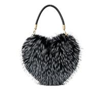 Women Heart-Shaped Faux Fur Top-Handle Handbag，Y2K Evening Party Purse