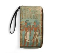 Women in Ancient Egypt Portefeuille long mince en cuir PU pour hommes femmes portefeuille minimaliste avec fentes pour cartes, blanc, 19,7 x 10,5 cm, blanc, 19.7x10.5cm
