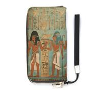 Women in Ancient Egypt Portefeuille long mince en cuir PU pour hommes femmes portefeuille minimaliste avec fentes pour cartes, blanc, 20 x 10,5 cm, blanc, 20x10.5cm