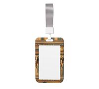 Women in Ancient Egypt Print Vertical Card Badge Holder Double Slide Cover with Soft Lanyard, for Work/Events