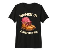 Women in Construction Bottes de Travail Casque de Construction Pride T-Shirt Haut de Gamme