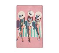 Women in Vintage Swimsuits Sun Hats Single Toggle Blank Wall Plate Light Switch Cover Decorative 1 Gang for Kitchen Room Bathroom Size 11.4x7cm