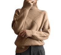 Women Jumpers Turtleneck Sweater Solid Color Pullover Basic Knitwear Long Sleeve Baggy Shirts Soft Pullover Clothing F-01 (A, S)
