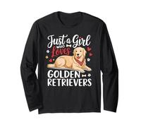 Women Kids Just A Girl Who Loves Golden Retrievers Pet Lover Manche Longue