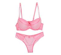 Women Lace Stripes Bra and Panty Set Plus Size Underwire Everyday Bras Pink(Pink,36B)
