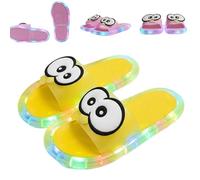 Women LED Light up Slipper,Indoor Home Light-Up Slipper with Cartoon Eye,Open Toe Non-Slip Platform Shoe (Yellow, Adulte, Femme, 44, Numérique (intervalle), Système Taille Chaussures EU, 45, Moyen)