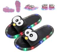 Women LED Light up Slipper,Indoor Home Light-Up Slipper with Cartoon Eye,Open Toe Non-Slip Platform Shoe (Black, Adulte, Femme, 44, Numérique (intervalle), Système Taille Chaussures EU, 45, Moyen)