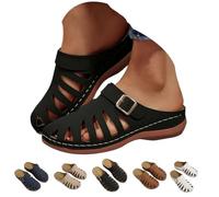 Women Mule Sandals 2026 Closed Toe Slip on Wedge Clogs Adjustable Buckle Arch Support Breathable Hollow Out Lightweight Platform Casual Walking Shoes Backless (Black,40)