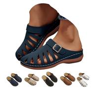Women Mule Sandals 2026 Closed Toe Slip on Wedge Clogs Adjustable Buckle Arch Support Breathable Hollow Out Lightweight Platform Casual Walking Shoes Backless (Blue,41)
