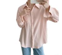 Women Oversized Turn-Down Collar Shirt Coat Solid(Pink S) | Turn-down collar design, oversized fit, solid color style, long sleeves, regular length cut