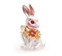 Women pins Accessories Pink Rabbit Flower Enamel Ladies Alloy Rhinestone Animal Party Cardigan Coat Brooch Fashion brooches Made in China