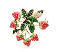 Women pins Ladies Accessories Alloy Fruit Red Enamel Strawberry Tree Party Banquet Brooch Fashion brooches Made in China
