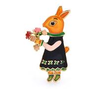 Women pins Ladies Accessories Cute Rabbit Holding Flowers Dress Enamel Animal Cardigan Coat Brooch Fashion brooches Made in China