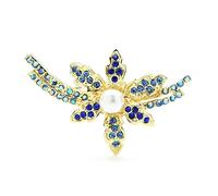 Women pins Ladies Accessories Pearl Flower Blue Rhinestone Wedding Party Cardigan Jacket Coat Brooch Fashion brooches Made in China
