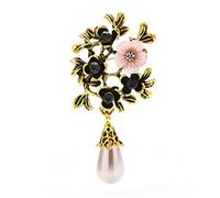 Women pins Ladies Accessories Simulation Pearl Drop Pink Shell Flower Banquet Brooch Fashion brooches Made in China