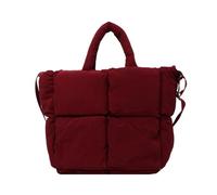 Women Puffer Satchel Bags Large Capacity Simple Shopping Bag Solid Color Messenger Adjustable Strap Chic Hobo(Watermelon red)