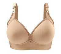 Women Push Up Bra No Underwire Comfortable Hold No Underwear with Wire Bralette for Everyone, Khaki, 18(Beige,12)