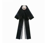 Women Ribbon Bowtie Brooch Pin Student Uniform Vintage Crystal Pearls Bowknot Corsage Jabot Collar Pre Tied Necktie Shirt Jabot Collar Necktie