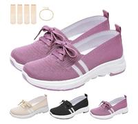 Women’s Breathable Knit Slip-on Sneakers with Bow, Lightweight Low-Top Casual Orthopedic Shoes with Arch Support for Women (Purple,39)