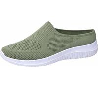 Women’s Breathable Knit Slip-on Walking Shoes, Woven Orthopedic Breathable Soft Shoes, Comfortable Summer Loafers with Arch Support(Green,41)
