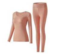 Women’s Lightweight Smooth Thermal Underwear, Soft Elastic Self-Heating Long Johns Set, Warm Thin Base Layer