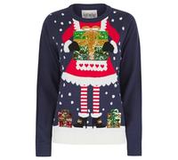 Women’s Mrs Kringle Motif Novelty Sequinned Christmas Jumper in Eclipse Navy - Merry Christmas - 16/XL