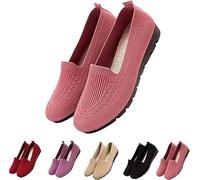 Women’s Orthopedic Knit Comfort Loafers - Slip-Resistant Walking Shoes, Boat Shoes Flat Bottomed Breathable Shoes(Pink,41)