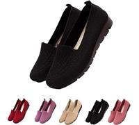 Women’s Orthopedic Knit Comfort Loafers - Slip-Resistant Walking Shoes, Boat Shoes Flat Bottomed Breathable Shoes(Black,36 EU)