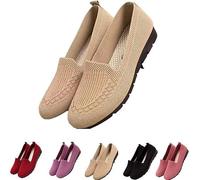 Women’s Orthopedic Knit Comfort Loafers - Slip-Resistant Walking Shoes, Boat Shoes Flat Bottomed Breathable Shoes(Beige,40)