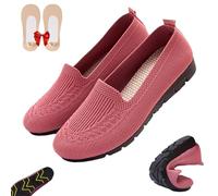 Women’s Orthopedic Knit Comfort Loafers-Slip-Resistant Walking Shoes, Comfort Lightweight Soft Sole Mesh Low-Top Flat (Pink,43)