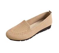 Women’s Orthopedic Knit Comfort Loafers, Slip-Resistant Walking Shoes, Lightweight Soft Sole Mesh Low-Top Flat (Beige,45)